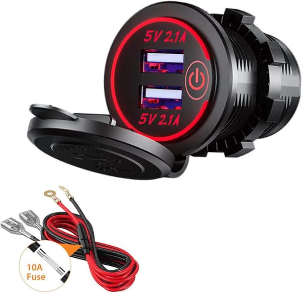 Dubbelt USB-laddaruttag, 5V/4.2A Dubbel USB-billaddare