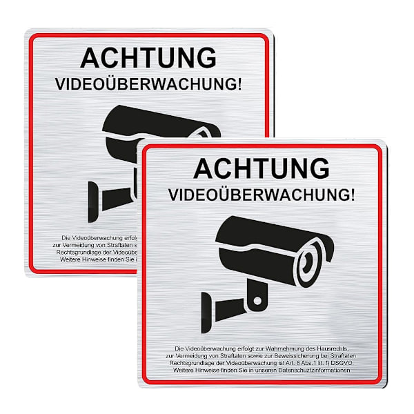 Förbättrad videoövervakningsskylt, högkvalitativt aluminiummaterial, superenkel installation, ljusreflekterande yta, väl synliga klistermärken för inomhusbruk
