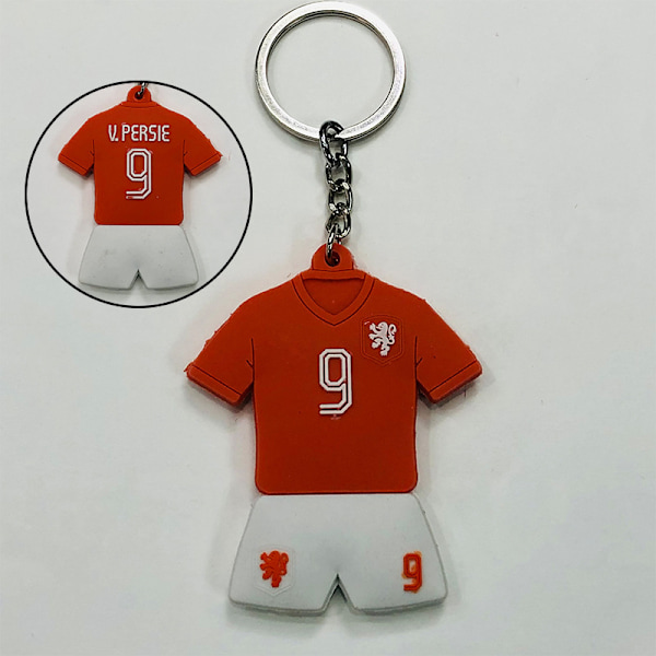 Gos- Football Club World Cup National Team Emblem PVC Mini Jersey Keychain Netherlands No. 9 Van Persie Netherlands No. 9 Van Persie