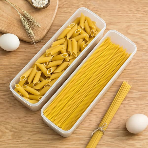 4-pack köksförvaringslådor för spaghetti och pasta - Nudellåda med lock