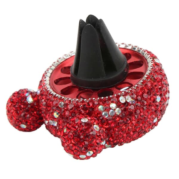 Bilventilasjon Duftdekorasjon Glitrende Rhinestones Søt Form Interiør Bilpynt Rød