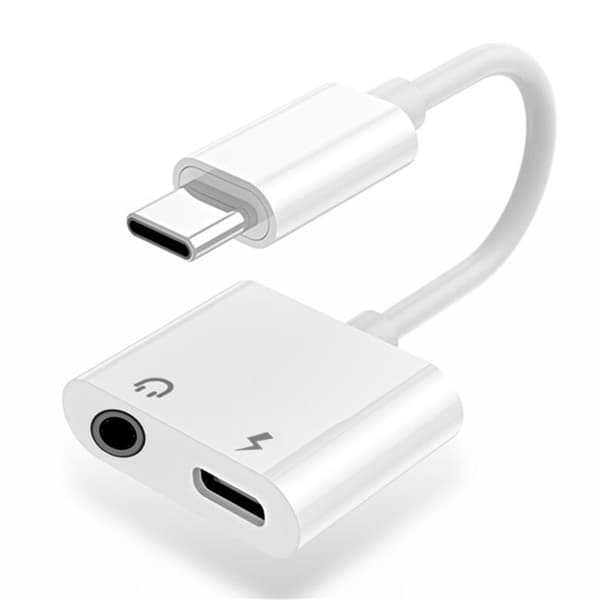 SiGN USB-C til 3.5mm AUX-adapter, 3A - Lade og lytte - Hvit