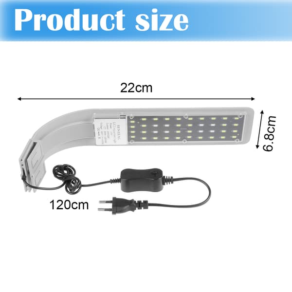 TEMPSA 10W 24 LED Akvarielampa med klämma och flexibel belysning, EU-standard