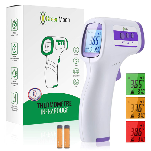 Panntemperaturmätare, Infraröd Termometer för Vuxna, Beröringsfri Termometer, LCD-Skärm, Minnesfunktion, Infraröd Termometer för Barn