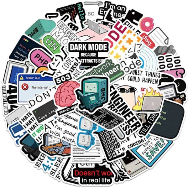 50 stk Programmeringsklistremerker, Gaver til Utviklere, Programmerere, Hackere, Ingeniører, Programklistremerker for Laptop, Datamaskin, Vann