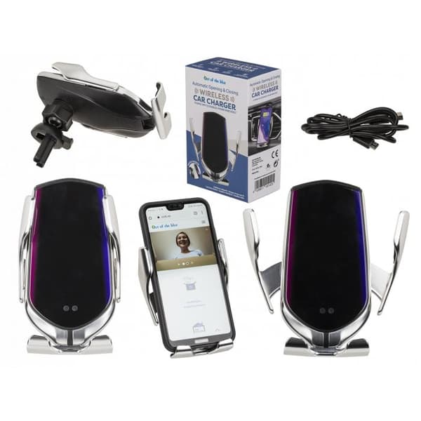 Mobilholder med trådløs QI-oplader - Bilholder Sort