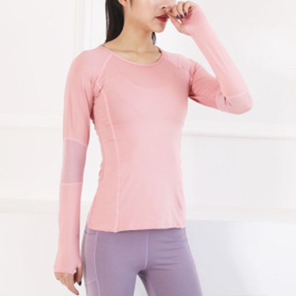 Långärmade träningströjor för kvinnor atletiska skjortor med Thu