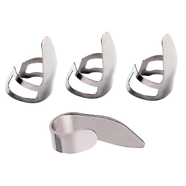 4st tum- och fingerplektrum i rostfritt stål för gitarrspel (silver)
