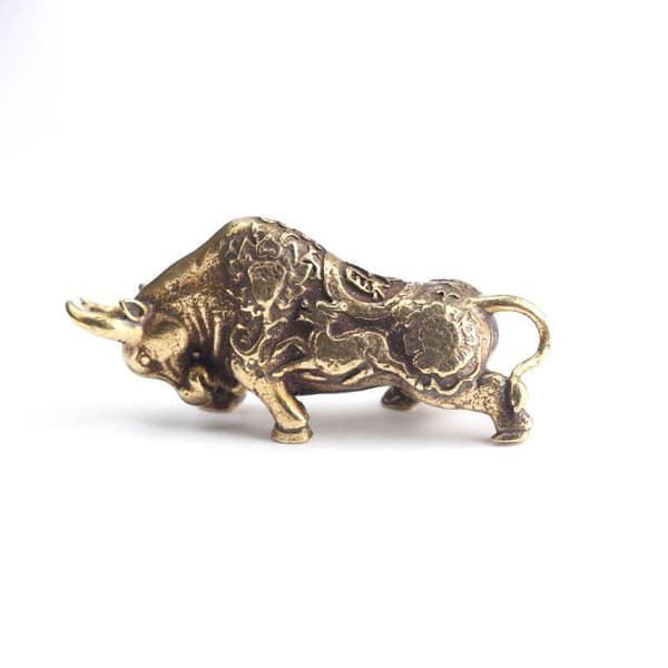 Solid Brass Tjurfigur, Liten Tjurstaty, Heminredning, Djur