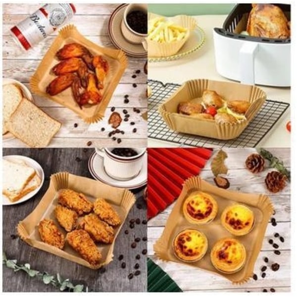 Square 100-Pack Air Fryer Papper - Bruna 20 x 20 cm