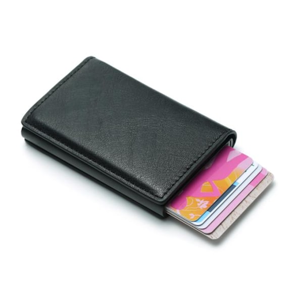 PopUp Smart korthållare skjuter Fram 8st Kort -RFID-NFC Säker Svart