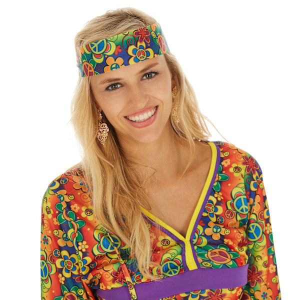 tectake Maskeraddräkt Dam Hippie Set MultiColor L