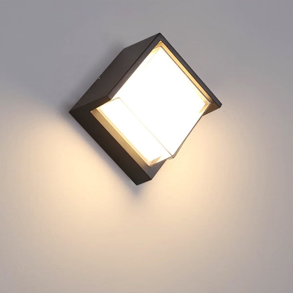 12W modern LED utomhusvägglampa vattentät IP65 / aluminium + akryl / 3000K varmvit / LED vägglampa, 16X10CM (kvadratisk)