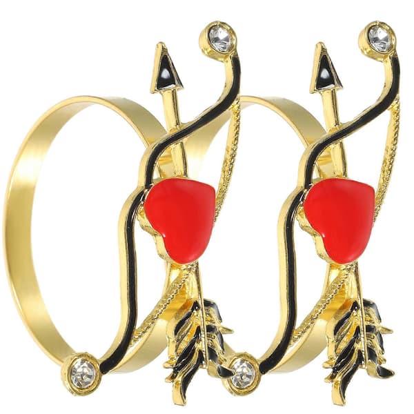 2 stk. Serviettringer til Valentinsdagen Rhinestones Serviett Holdere Legering Hjerte Design Serviettspenner