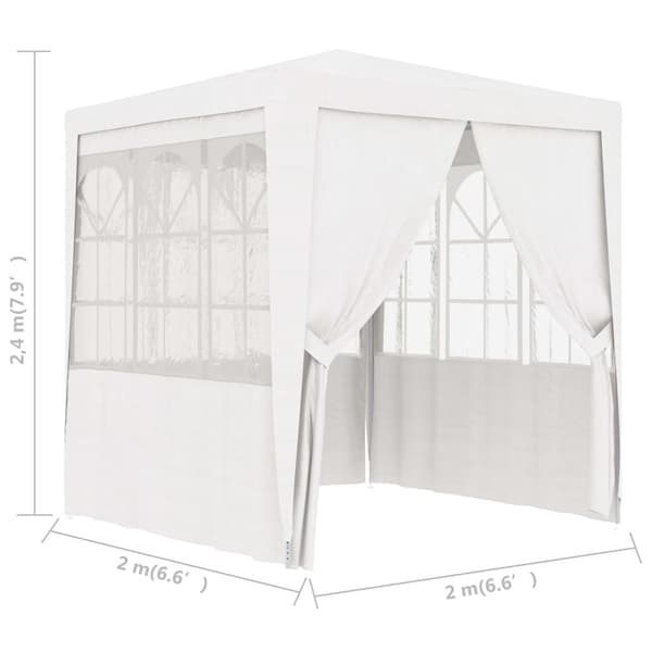 vidaXL partytelt, 2x2 m, hvit, med vegger