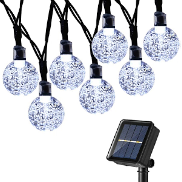 Solarslingor för Utomhusbruk, Automatisk På/Av Super Stark LED Vattentät Prestanda, Kristallkula Utomhus Solcellsdrivna Dekorationer för Trädgård, Uteplats,