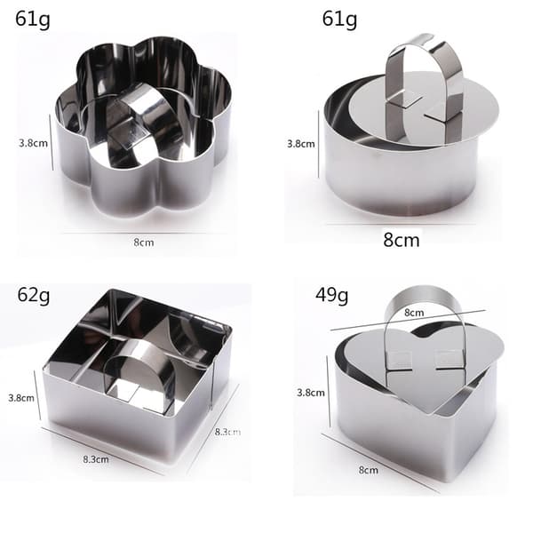 4 Stykker Kageform Rund Kageform Bageform Rustfrit Stål Kageform Mousseforme Dessertringe