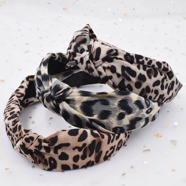 Hårbøjle til kvinder med leopardprint, leopardprint hårbånd mode knude design blødt og behageligt materiale elastisk hårbøjle til daglig brug Leopard beige