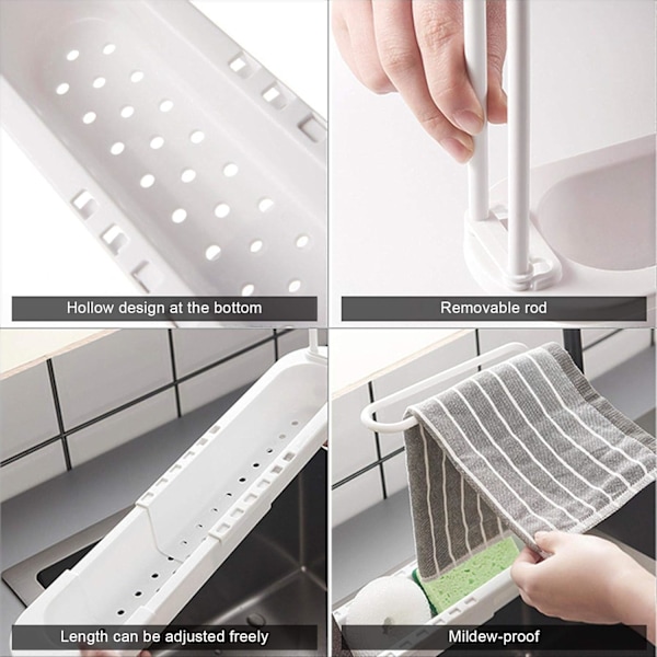 Snabbtorkande Dubbel Stång, Disktras- och Svamptorkställ med Vattenabsorberande Design för Köksbänksorganisering (Tillverkad av Robust PP-Material)