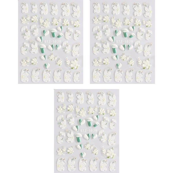 5D Nail Art klistermärken med torkad blomma, färgglada sorter av torkade