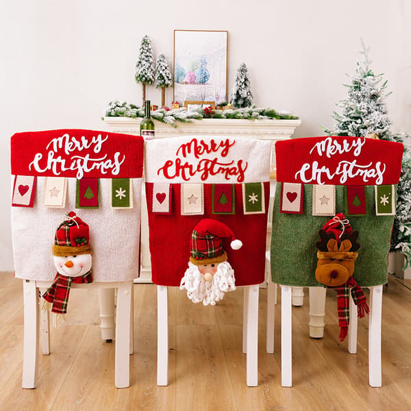 Set med 3 Kartong Stolsöverdrag, 52 x 47 cm Stolsöverdrag, Älg, Snö