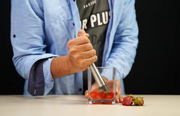 Cocktailmuddler i rustfrit stål, ridsefri nylonhoved, til myntebær nødder, tekstureret ende til juicing, tilføj sjov og nyt tema til sammenkomster, høj