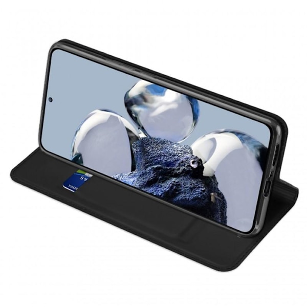 Xiaomi 12T / 12T Pro Flipfodral Smooth Kortfack Svart