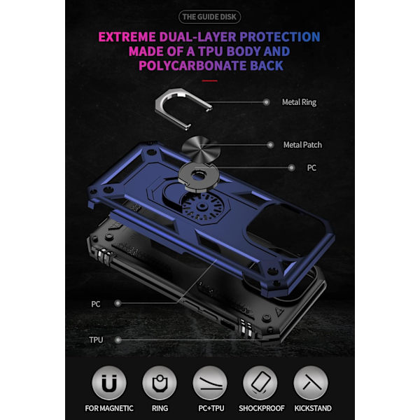 iPhone 14 Pro Max Cover, Ekstrem Beskyttelse Militær Rustning Dobbelt