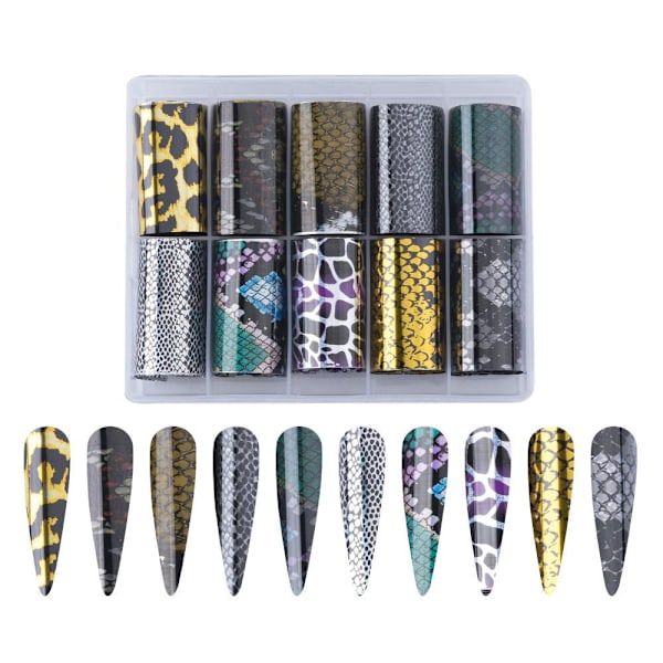 Nagelfolie / folie - Set 10 färger - 100 cm / st multifärg