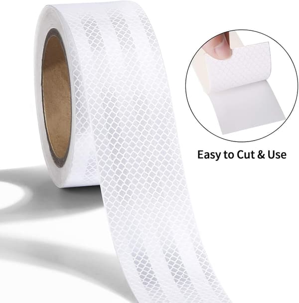 Hvit reflekterende tape, 10M*5cm Reflekstape Vanntett Utendørs,