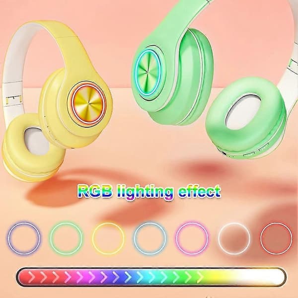 Bluetooth 5.0 Trådlöst TF-kort 3,5 mm Jack RGB-ljus Stereo Headset Hörlurar
