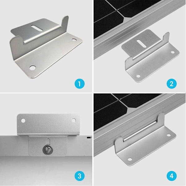 Z-fästen Kit för solpanelmontering, väderbeständigt korrosionsskydd, enkel installation för bred tillämpning på RV-båtinstallation, aluminium