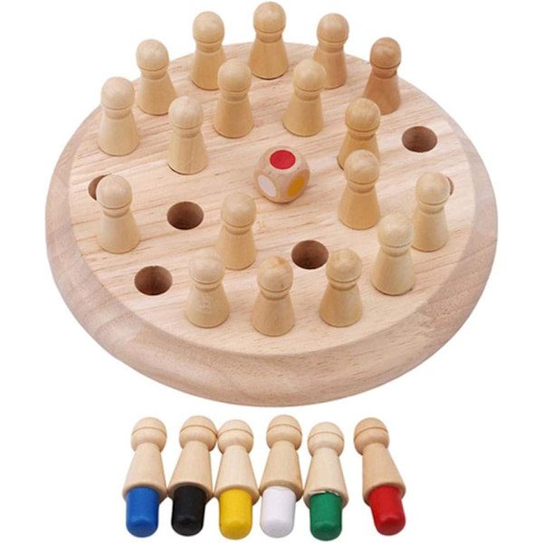 Trä Memory Match Stick Schackspel Roligt Blockbrädespel Pedagogisk Färg Kognitiv Förmåga Leksak för Barn