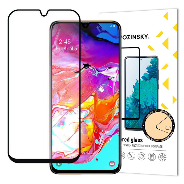 Skärmskydd Samsung A70 i härdat glas Fullskärm Svart