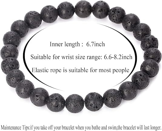Hamoery 8mm Natursten Lava Diffuser Armbånd til Mænd og Kvinder