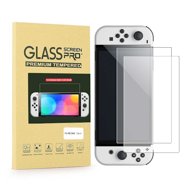 2-pack Nintendo Switch OLED Heltäckande Skärmskydd i Härdat Glas transparent
