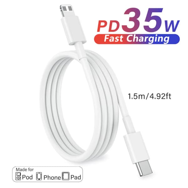 vinklet 90 graders laderkabel USB A til USB C / iPhone Light (Lightning) svart 1 meter (Lyn) hvit 1 meter