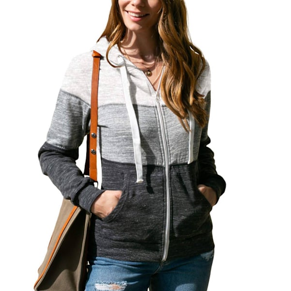 Hooded Cardigan Dragkedja Färgblockering Rem Casual Bekväm Ytterkläder för Kvinnor Bild 3 XXL