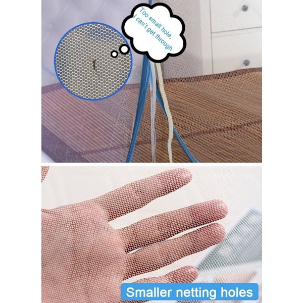 Bärbart Pop-up Myggnät med Dubbeldörr för Sängar, Heltäckande Skydd med U-Typ Dubbeldörr, Sval och Ventilerande Polyestergasväv, Hög