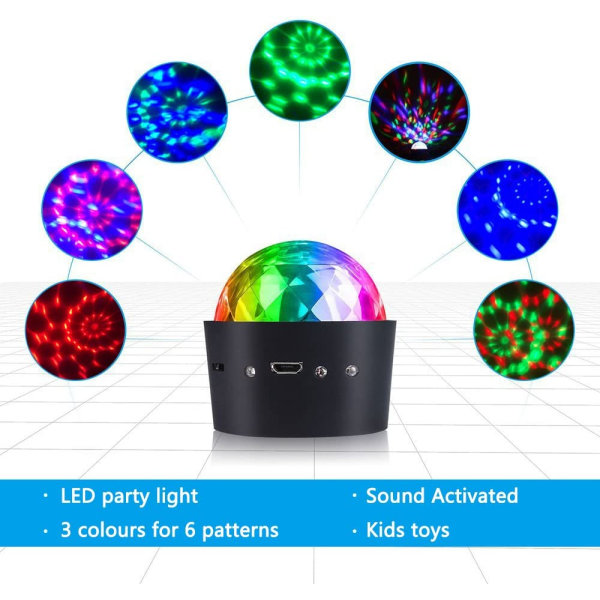 Discokula LED-festlampa, laddningsbart discoljus,