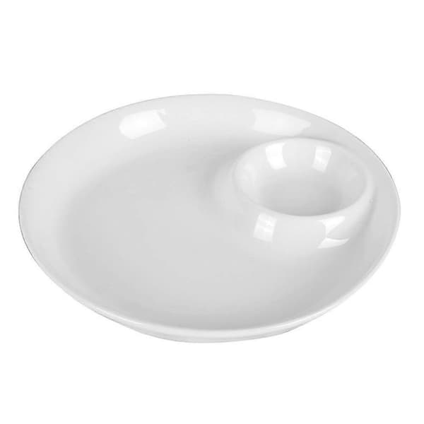 1 stk. keramisk madtallerken Enkel madserveringsfad Dumplingsopbevaringsfad (hvid)