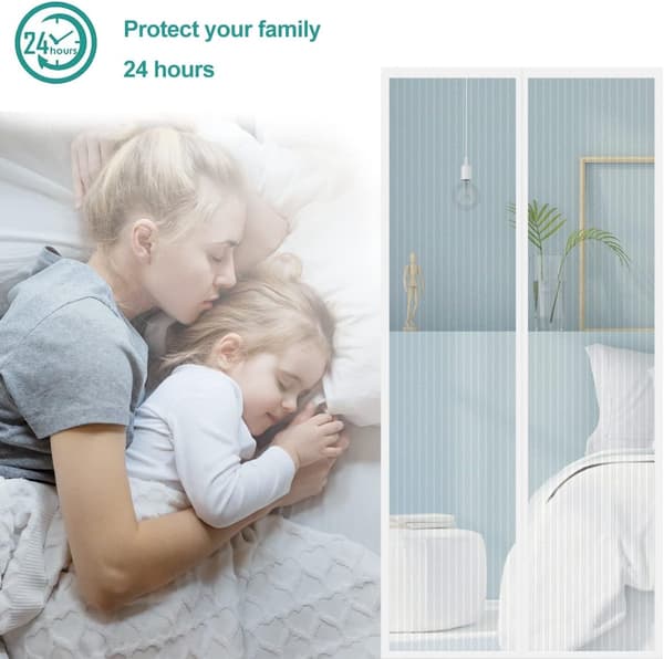 Magnetisk myggnätsdörr gardin i polyester med automatisk stängning