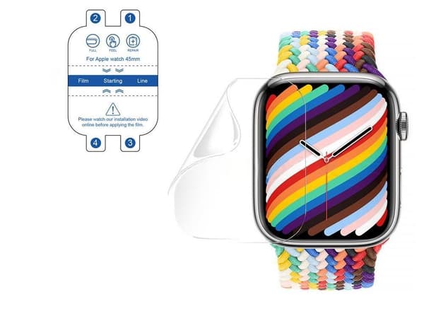 5 st kompatibla med 45 mm (7:e, 8:e och 9:e generationen) Apple Watch HD reptåligt hydrogel skärmskyddsset