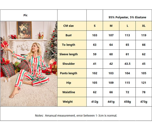 Julpyjamas för dam, långärmad med julgran, pepparkakspyjamas, myskläder, vardagströja, set (röd), storlek M Red M