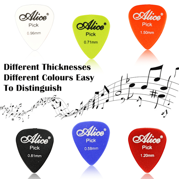 Högpresterande Plektrum för Stränginstrument, Kompatibla med Celluloidstil Gitarr Bas Ukulele, ABS Material Blandade Färgglada Ergonomiskt Designade