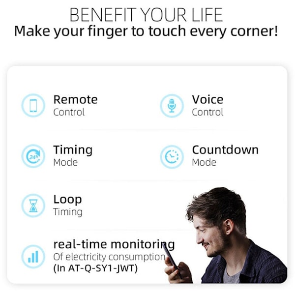 WiFi Smart Switch, Intelligent Strömbrytare med Trådlös Röststyrning och Timerfunktioner, för Säker och Effektiv Elektrisk Hantering i Ditt