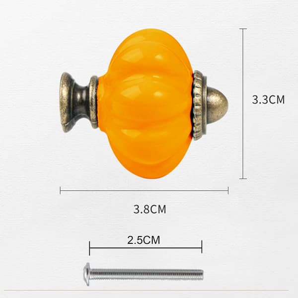 Sæt med 12 keramiske greb til skuffer, orange (33 mm), kommoder,