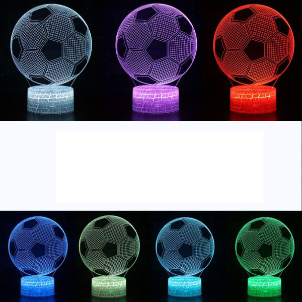 3D fotbollslampa LED nattljus med fjärrkontroll 7 färger