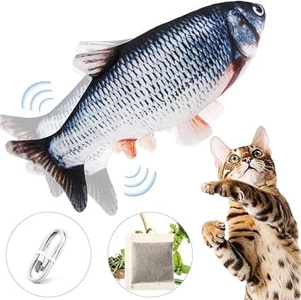 Floppy Fish Kattleksak - Kattleksaker för Innekatter, 11\" Interaktiv C