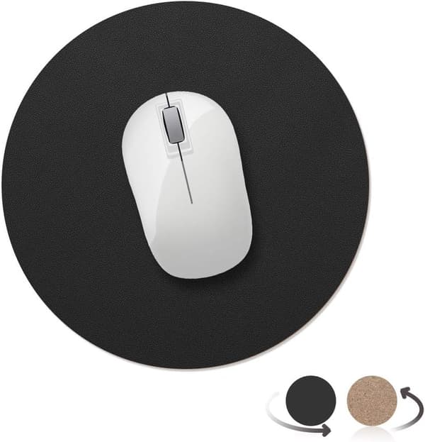 Rund musematte i kork og PU-skinn, diameter 220x2mm, vanntett anti